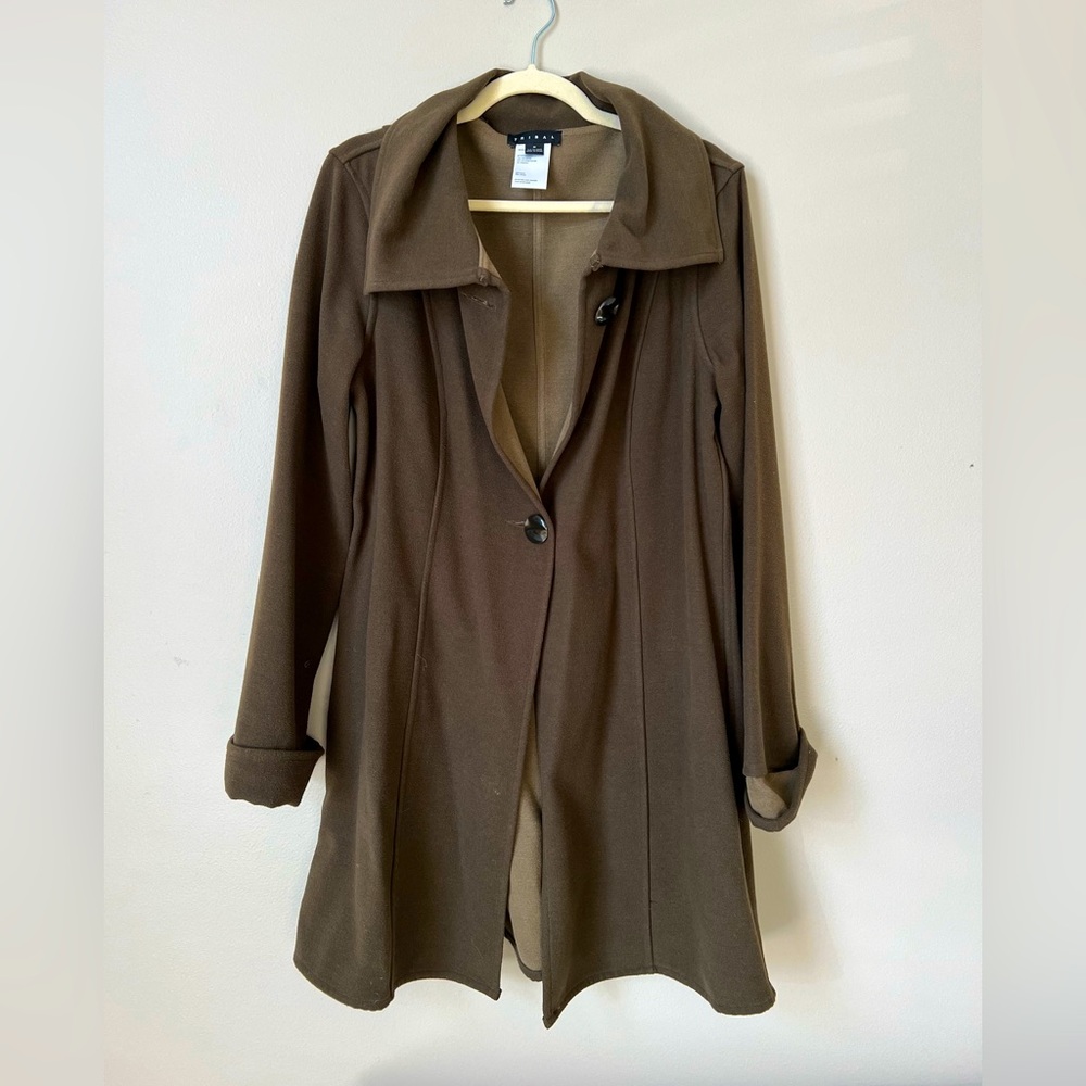 Tribal Long Olive Green Coat